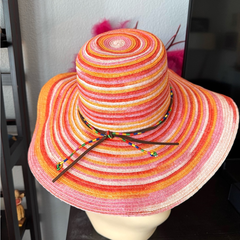 Joe Boxer Colorful Striped Sun Hat - Orange Sunset - Picture 5 of 8